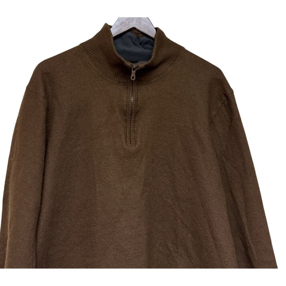 The North Face Men's Sweater Vintage Brown Cotton Wool Layer 1/4 Zip XXL Outdoor - Picture 2 of 9